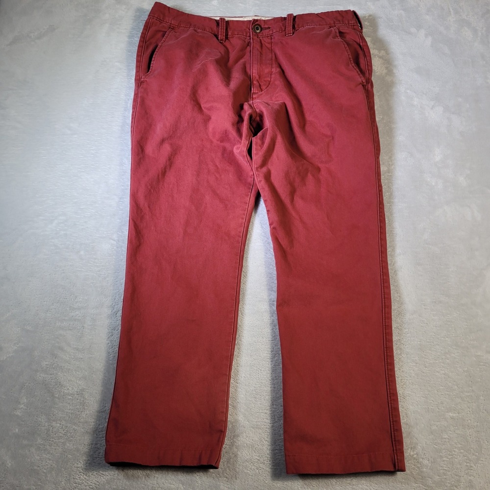 Hollister Chino Pants Mens 36x28 Burgundy Red Straight Leg Cotton Trousers